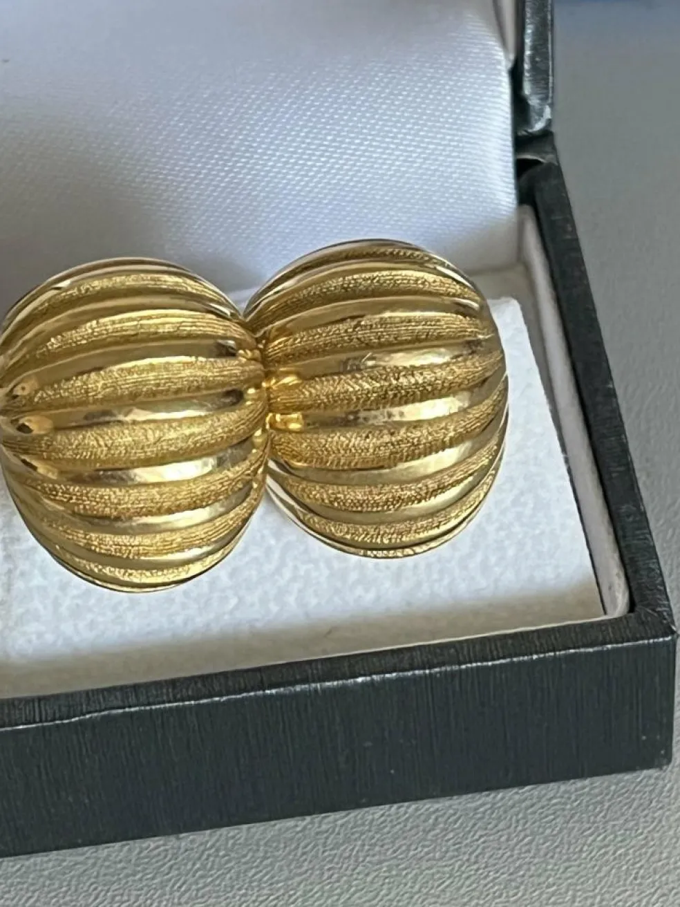 Boucles d'Oreilles Or Jaune Godronné