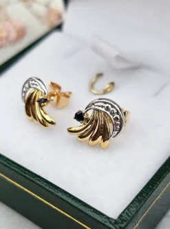 Boucles d'oreilles or jaune et or blanc Saphirs