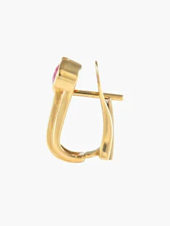 BOUCLES D'OREILLES OR JAUNE RUBIS/DIAMANTS
