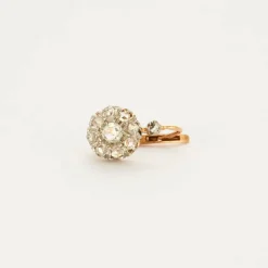 Boucles d'oreilles or jaune et gris diamants