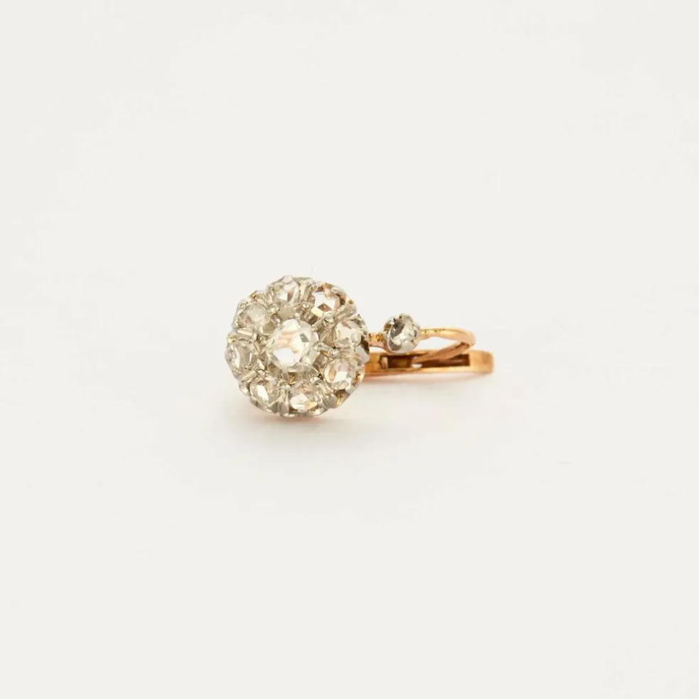 Boucles d'oreilles or jaune et gris diamants