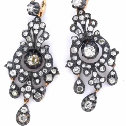 BOUCLES D'OREILLES or jaune et argent - ÉPOQUE VICTORIENNE