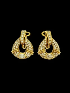 Boucles d'oreilles or jaune avec diamants naturels de 2,50 carats certifiés HRD