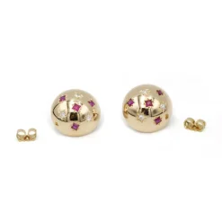 Boucles d'oreilles or jaune diamants rubis