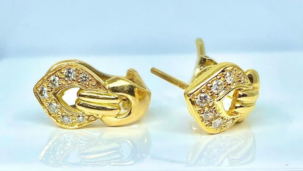 Boucles d’oreilles or jaune diamants