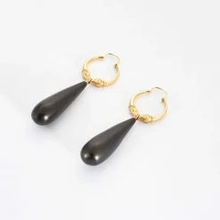 Boucles d'oreilles or jaune goutte d'ébène