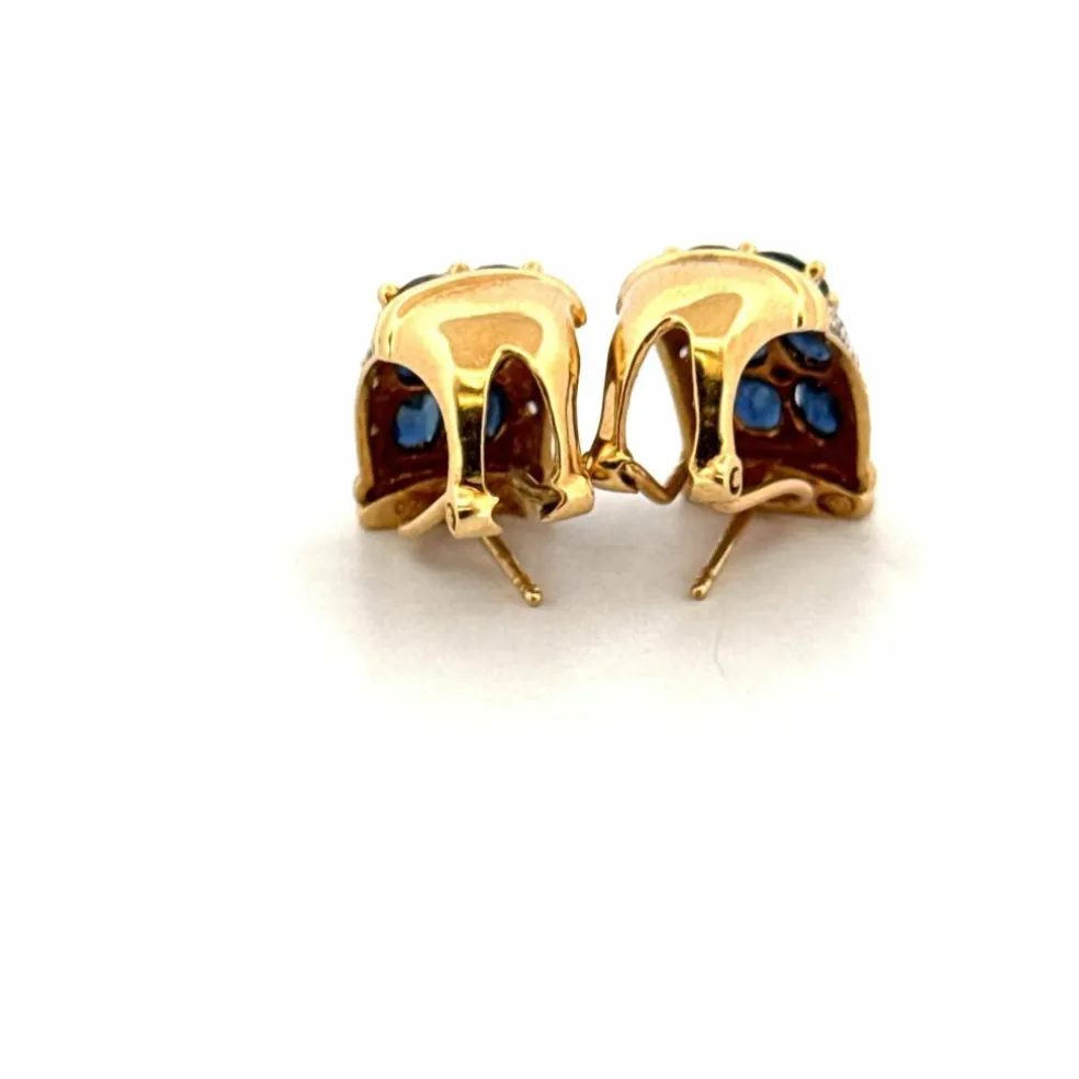 Boucles d'oreilles Or Jaune 18k Saphir & Diamant