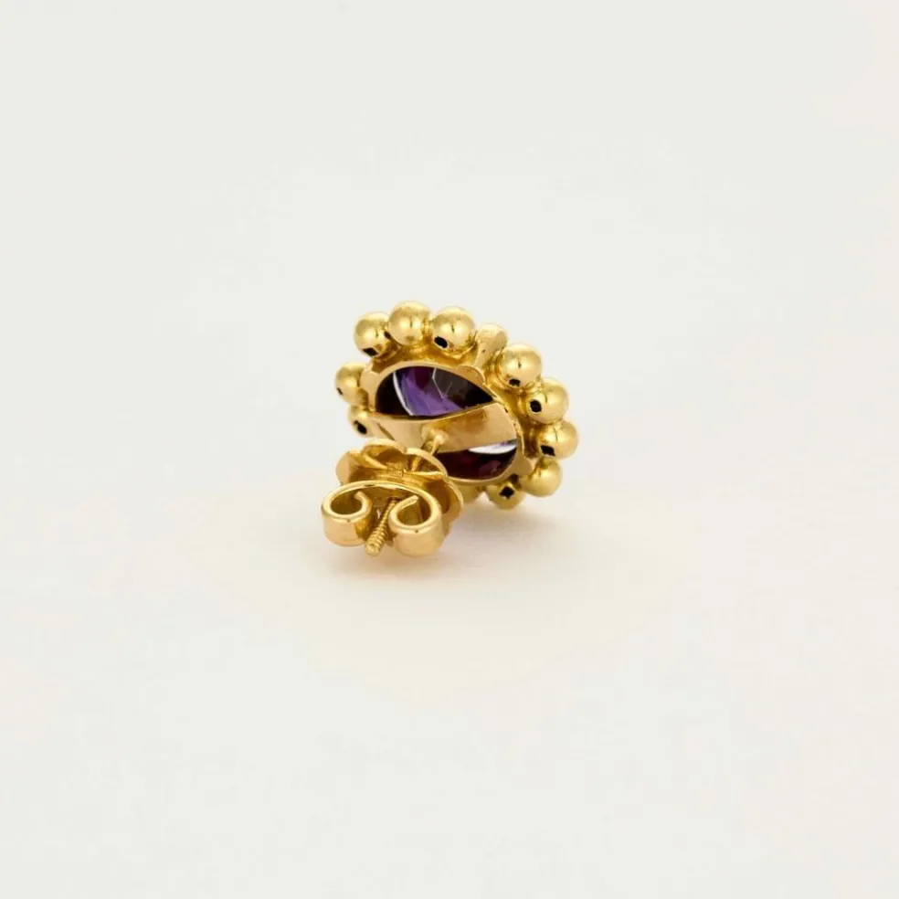 Boucles d'oreilles or jaune et améthystes