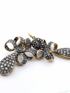 Boucles d'oreilles or jaune et argent avec diamants