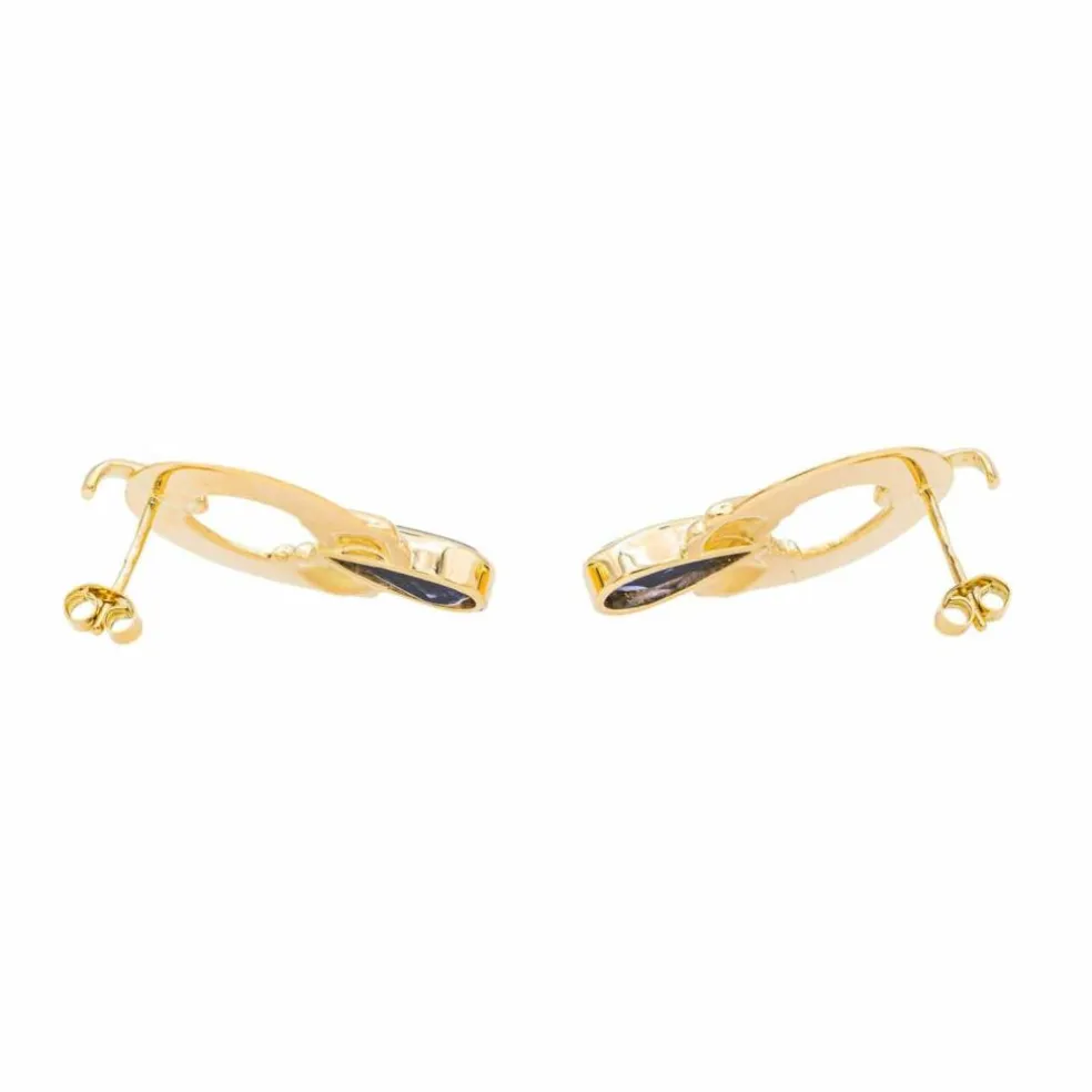 Boucles d'oreilles Or jaune Cordiérite