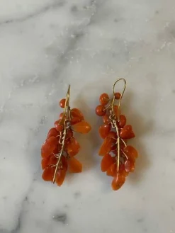 Boucles d'oreilles Or jaune et Corail