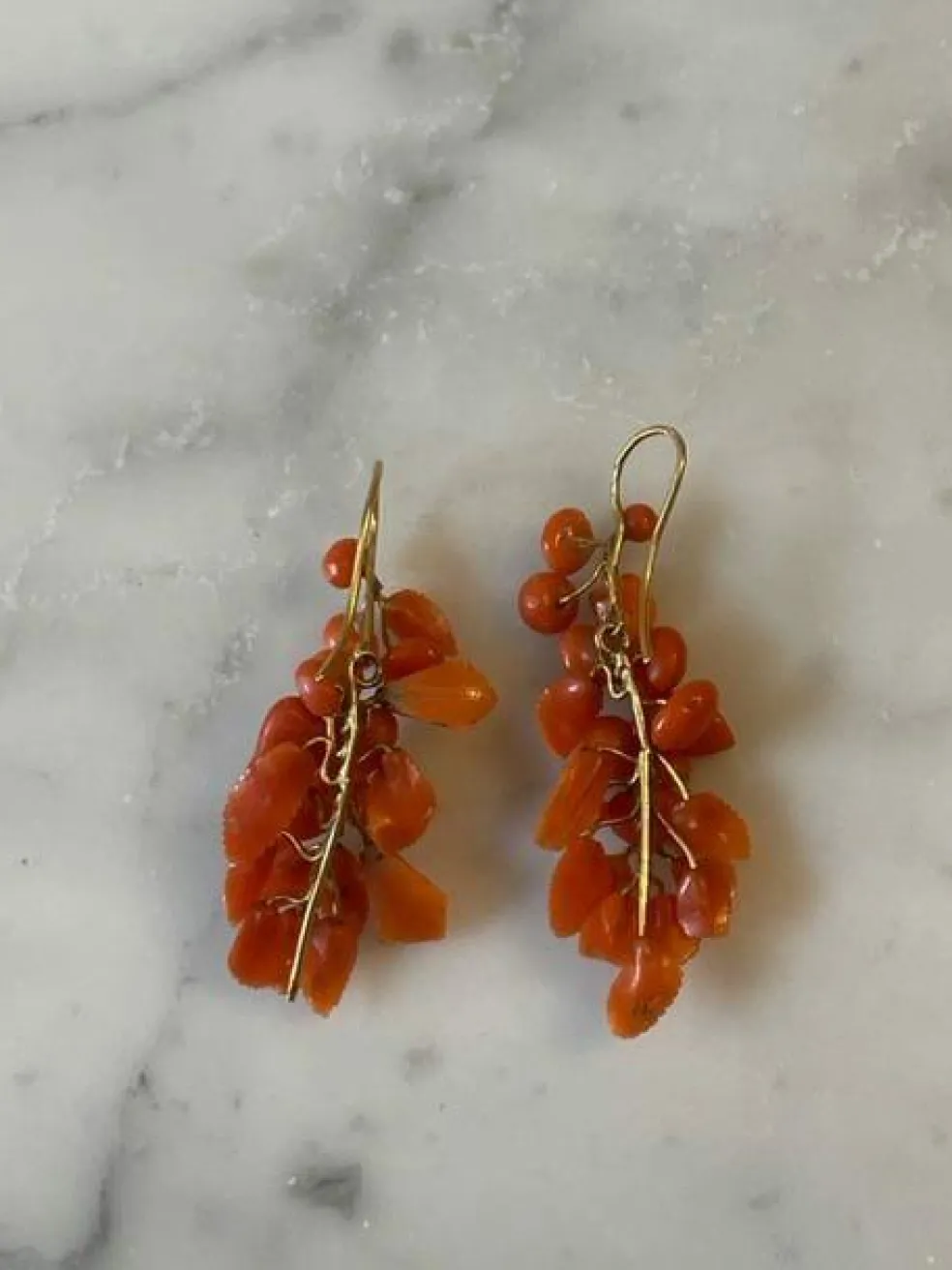 Boucles d'oreilles Or jaune et Corail