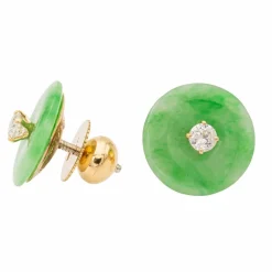Boucles d'oreilles Or jaune Jade Jadéite