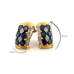 Boucles d'oreilles Or Jaune 18k Saphir & Diamant