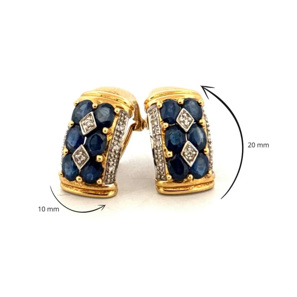 Boucles d'oreilles Or Jaune 18k Saphir & Diamant