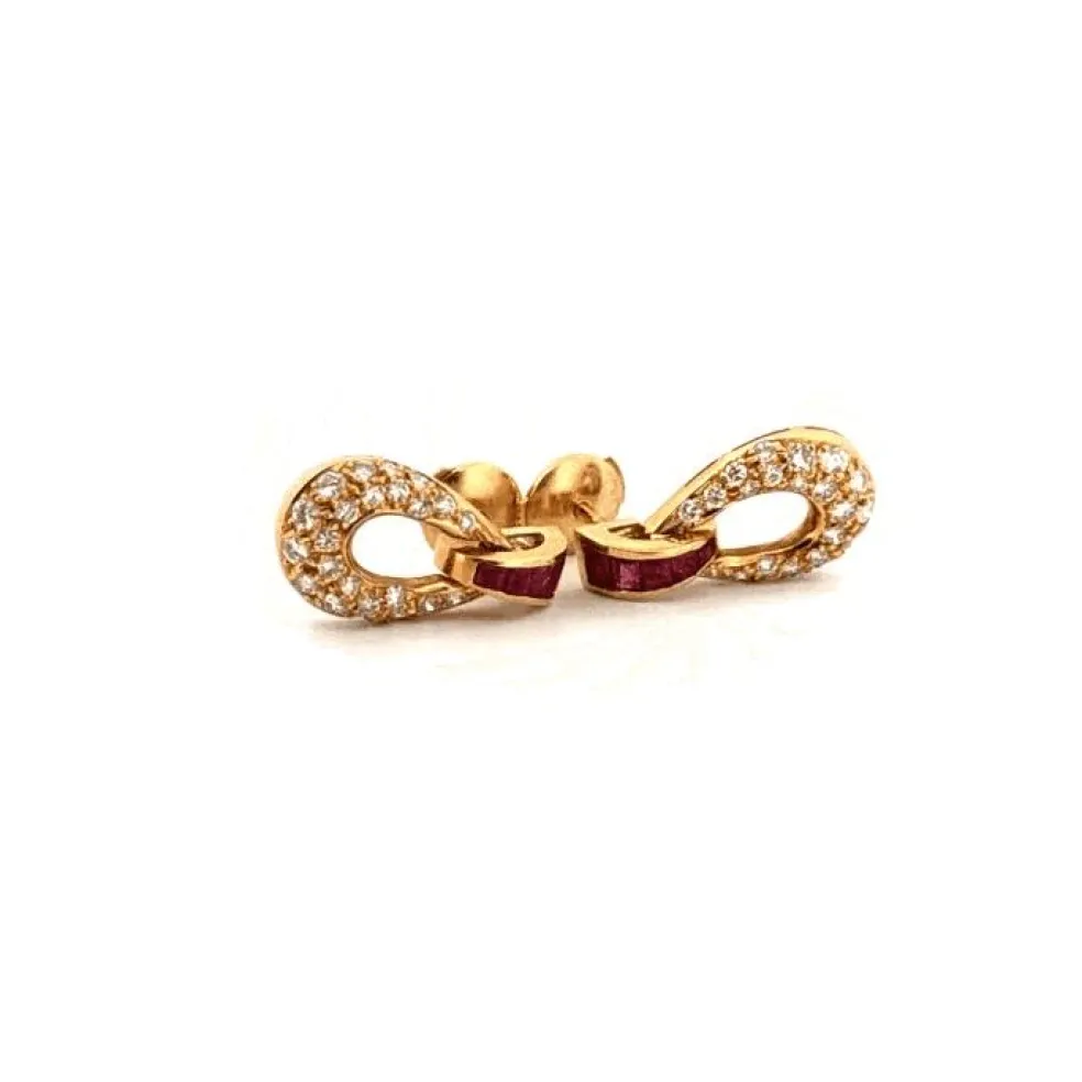 Boucles d'oreilles or jaune 18 k Rubis & Diamants