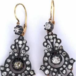 BOUCLES D'OREILLES or jaune et argent - ÉPOQUE VICTORIENNE