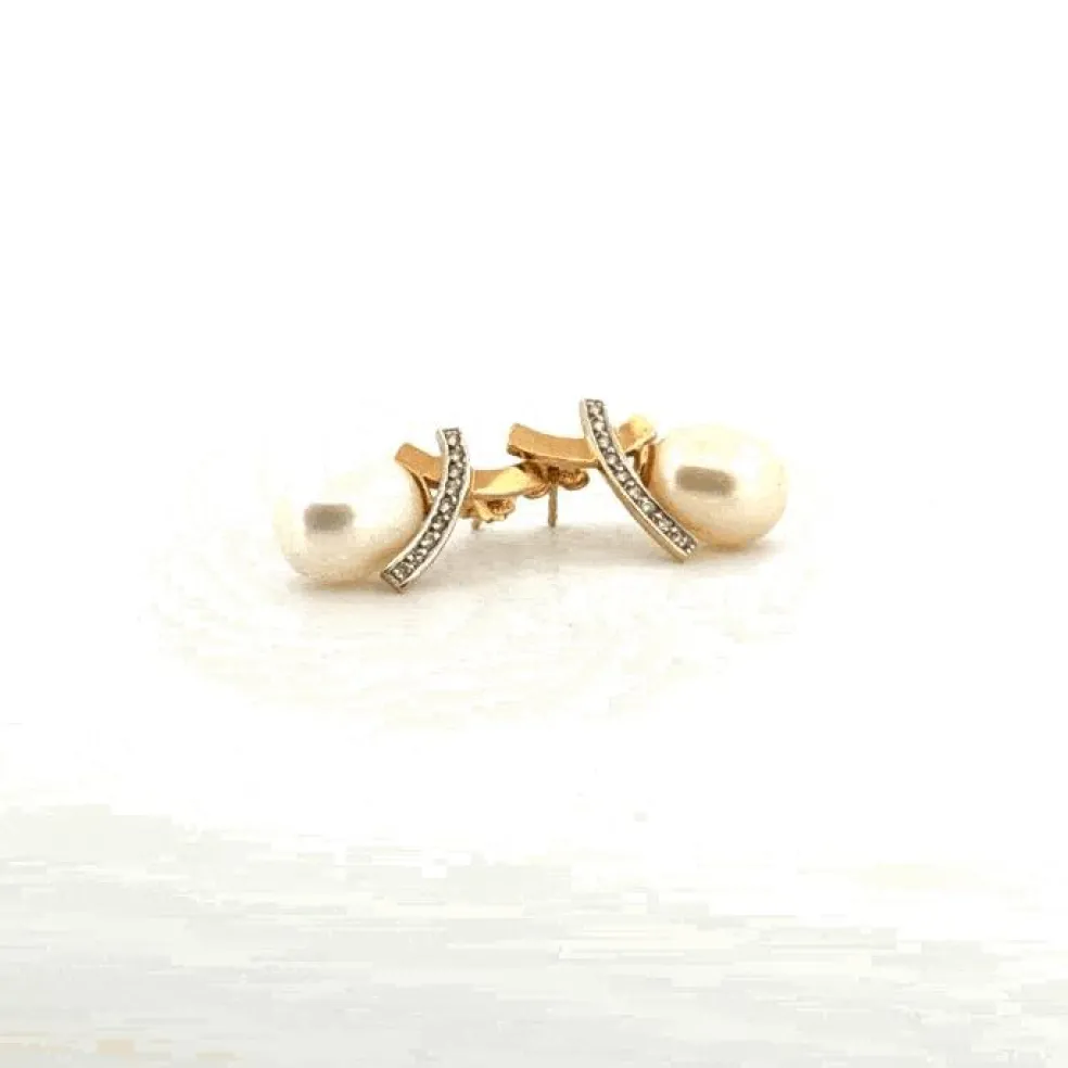 Boucles d'oreilles Or Jaune 18k & Perles