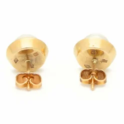 Boucles d'oreilles or jaune perles