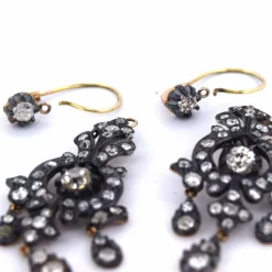 BOUCLES D'OREILLES or jaune et argent - ÉPOQUE VICTORIENNE