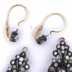BOUCLES D'OREILLES or jaune et argent - ÉPOQUE VICTORIENNE