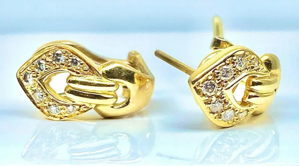 Boucles d’oreilles or jaune diamants