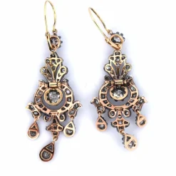 BOUCLES D'OREILLES or jaune et argent - ÉPOQUE VICTORIENNE