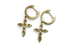 Boucles d'oreilles or pendentif croix 0,41 ct