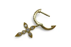Boucles d'oreilles or pendentif croix 0,41 ct