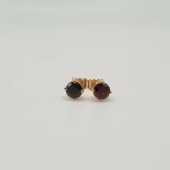 Boucles d'oreilles or rose grenat rouge