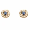 Boucles d'oreilles or rose 18 carats sertie de diamants et saphir