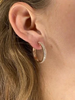 Boucles d'oreilles or rose pavage Diamants