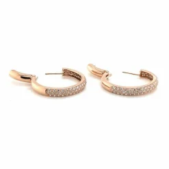 Boucles d'oreilles or rose pavage Diamants