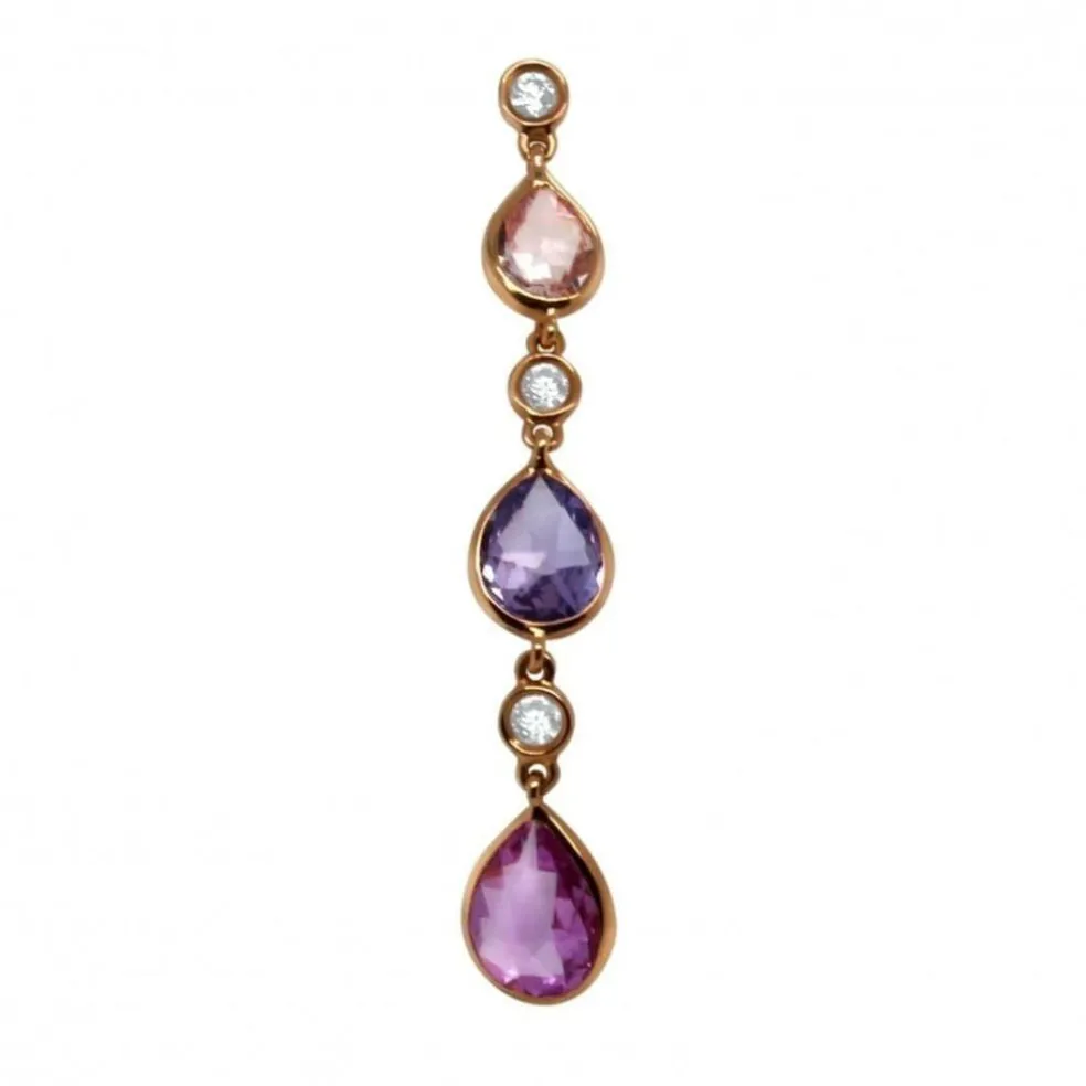 Boucles d'oreilles or rose saphirs diamants