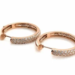 Boucles d'oreilles or rose pavage Diamants