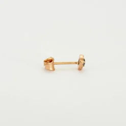 Boucles d'oreilles or rose 18 carats sertie de diamants et saphir