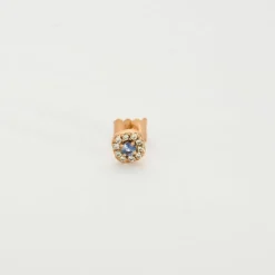 Boucles d'oreilles or rose 18 carats sertie de diamants et saphir