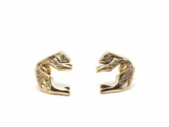 Boucles d'oreilles panthère or jaune et diamants