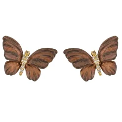 Boucles d'oreilles papillons émail diamants