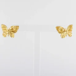 Boucles d'oreilles papillons émail diamants