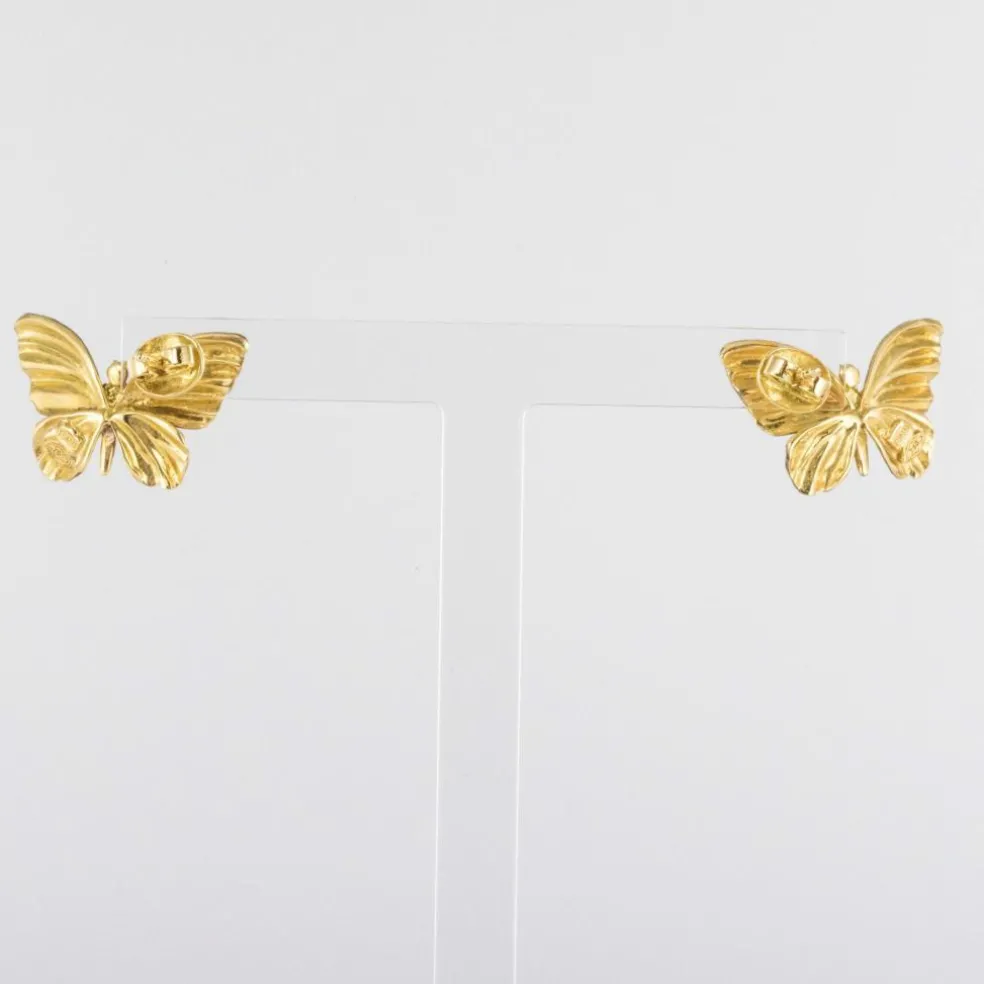 Boucles d'oreilles papillons émail diamants