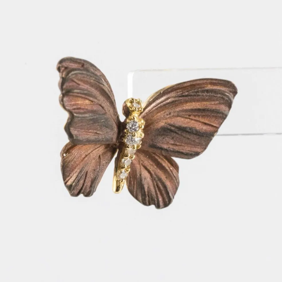 Boucles d'oreilles papillons émail diamants