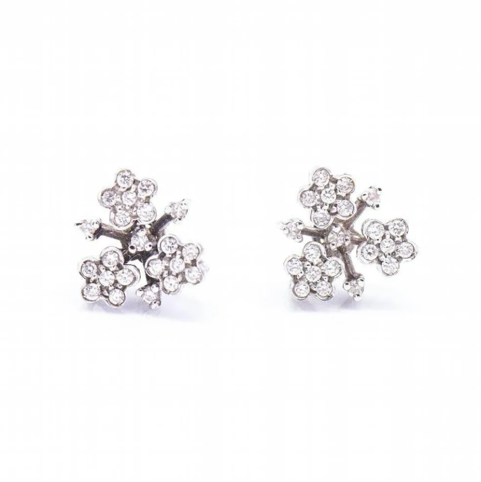 Boucles d'oreilles PASQUALE BRUNI Or blanc fleur de Diamants