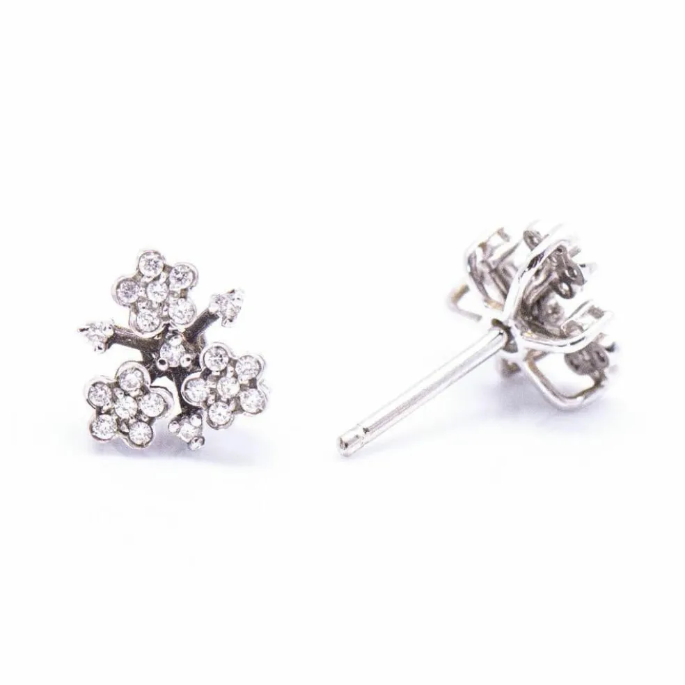 Boucles d'oreilles PASQUALE BRUNI Or blanc fleur de Diamants