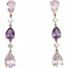 Boucles d'oreilles pendantes diamants améthyste kunzites