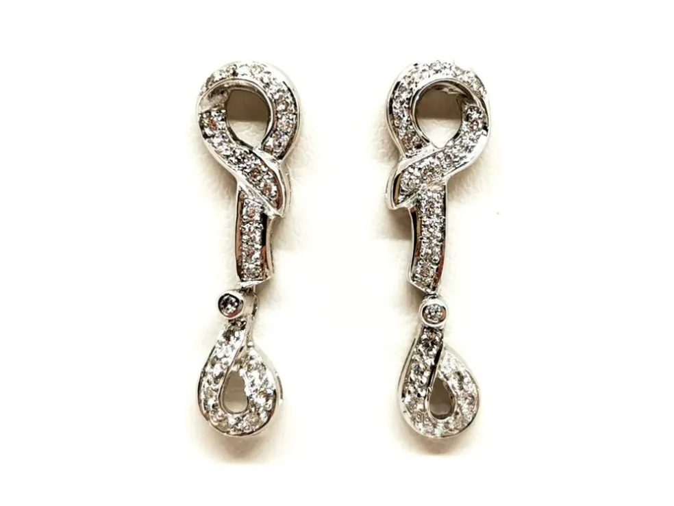 Boucles d'oreilles Pendantes Or blanc Diamant