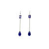 Boucles d'oreilles pendantes en or et tanzanite