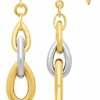 Boucles d’oreilles pendantes bicolores en or 18 carats