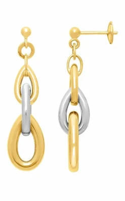 Boucles d’oreilles pendantes bicolores en or 18 carats