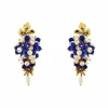 Boucles d'oreilles pendantes en lapis-lazuli et perles